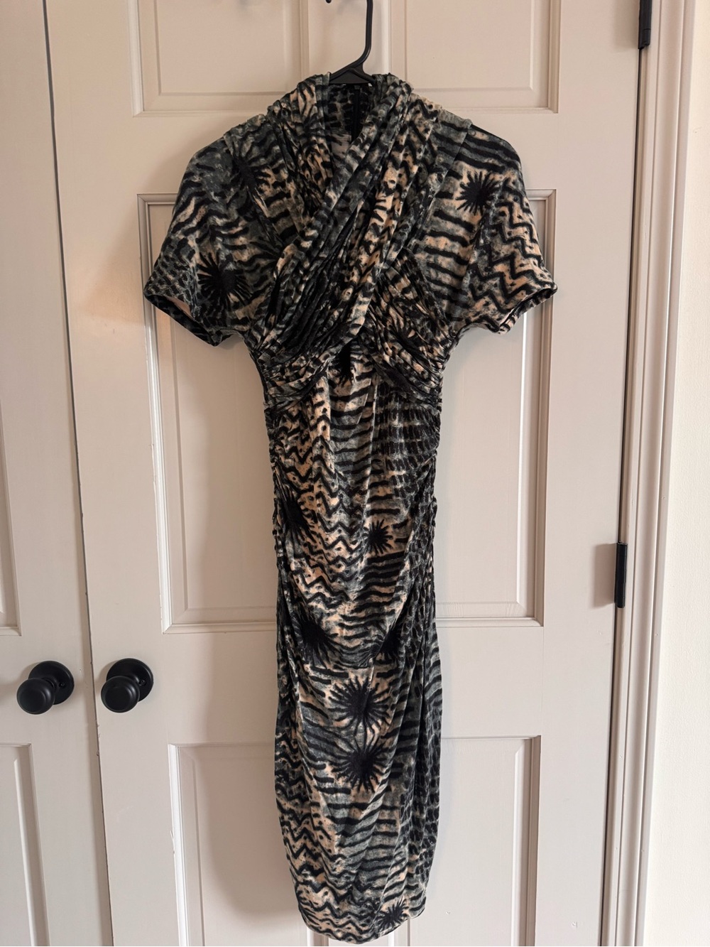 Tracy Reese Abstract Print bodycon ruched dress M